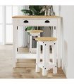 vidaXL Bar Stools 2 pcs White Solid Wood Pine — Model: 2x bar chair