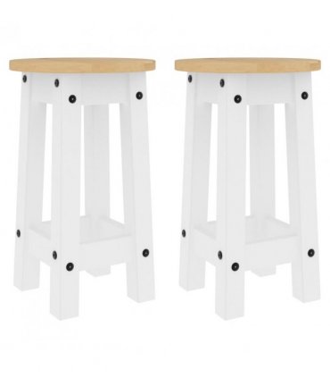vidaXL Bar Stools 2 pcs White Solid Wood Pine — Model: 2x bar chair