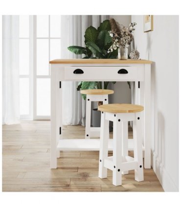 vidaXL Bar Stools 2 pcs White Solid Wood Pine — Model: 2x bar chair