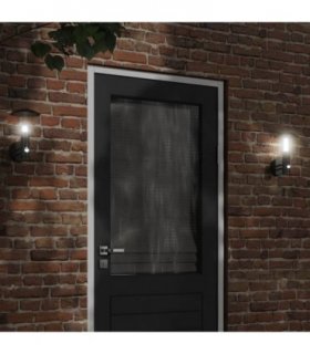 vidaXL Outdoor Wall Light with Sensor Black Stainless Steel — V0671981384