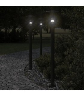 vidaXL Outdoor Floor Lamps 3pcs Black 100 cm Stainless Steel — V0671981463