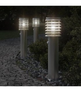 vidaXL Outdoor Floor Lamps with Sensors 3pcs Silver 60 cm Stainless Steel