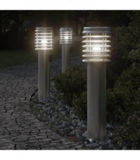 vidaXL Outdoor Floor Lamps with Outlet 3pcs Silver 60 cm Stainless Steel