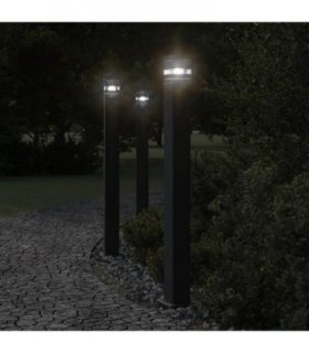 vidaXL Outdoor Floor Lamps with Outlet 3pcs Black 110 cm Aluminium