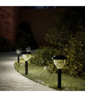 vidaXL Solar Pathway Lights with Ground Spikes 4 pcs Warm White & RGB — Model: model 1