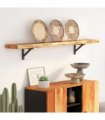 vidaXL Wall Shelf 160x20x2.5 cm Rectangular Solid Wood Acacia Live Edge — Colour: natural, Size: 160 x 20 x 2.5 cm