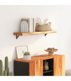 vidaXL Wall Shelf 70x20x3.8 cm Rectangular Solid Wood Acacia Live Edge — Colour: natural, Size: 70 x 20 x 3.8 cm