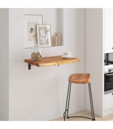 vidaXL Wall Shelf 60x40x2.5 cm Rectangular Solid Wood Acacia Live Edge — Colour: natural, Size: 60 x 40 x 2.5 cm