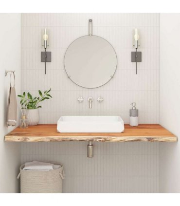 vidaXL Bathroom Countertop 140x60x2.5 cm Rectangular Solid Wood Acacia — Colour: natural, Size: 140 x 60 x 2.5 cm