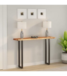 vidaXL Table Top 140x30x3.8 cm Rectangular Solid Wood Acacia Live Edge — Colour: natural, Size: 140 x 30 x 3.8 cm