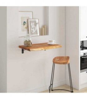 vidaXL Wall Shelf 50x40x2.5 cm Rectangular Solid Wood Acacia Live Edge — Colour: natural, Size: 50 x 40 x 2.5 cm