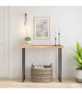 vidaXL Table Top 100x40x3.8 cm Rectangular Solid Wood Acacia Live Edge — Colour: natural, Size: 100 x 40 x 3.8 cm