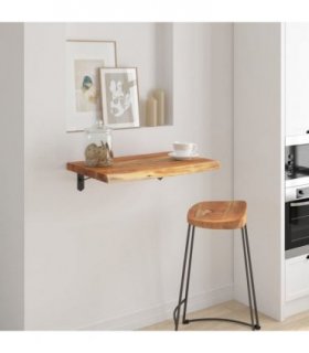 vidaXL Wall Shelf 70x40x3.8 cm Rectangular Solid Wood Acacia Live Edge — Colour: natural, Size: 70 x 40 x 3.8 cm