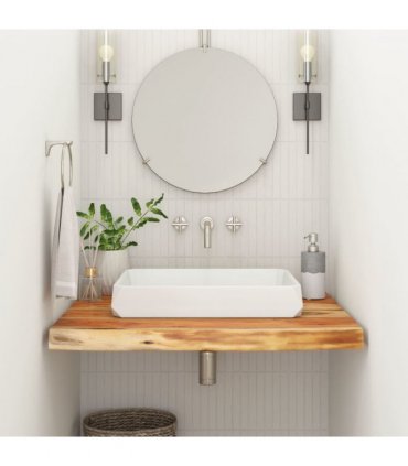 vidaXL Bathroom Countertop 80x60x2.5 cm Rectangular Solid Wood Acacia — Colour: natural, Size: 80 x 60 x 2.5 cm