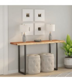 vidaXL Table Top 140x40x2.5 cm Rectangular Solid Wood Acacia Live Edge — Colour: natural, Size: 140 x 40 x 2.5 cm
