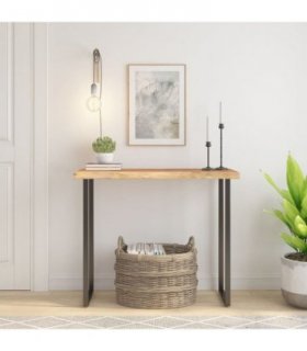 vidaXL Table Top 100x40x2.5 cm Rectangular Solid Wood Acacia Live Edge — Colour: natural, Size: 100 x 40 x 2.5 cm