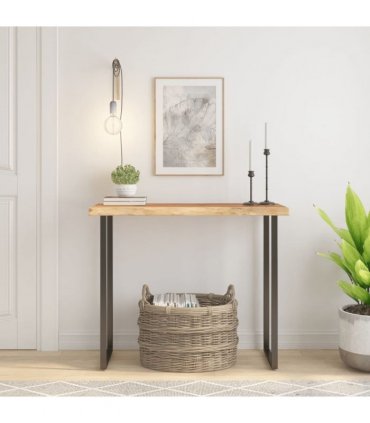 vidaXL Table Top 90x40x3.8 cm Rectangular Solid Wood Acacia Live Edge — Colour: natural, Size: 90 x 40 x 3.8 cm