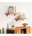 vidaXL Wall Shelf 60x30x2.5 cm Rectangular Solid Wood Acacia Live Edge — Colour: natural, Size: 60 x 30 x 2.5 cm