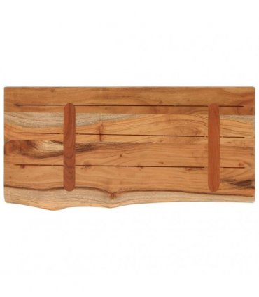 vidaXL Wall Shelf 60x30x2.5 cm Rectangular Solid Wood Acacia Live Edge — Colour: natural, Size: 60 x 30 x 2.5 cm