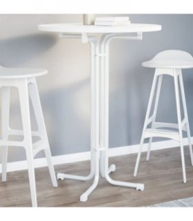 vidaXL Bar Table White Ø80x110 cm Engineered Wood and Steel — Size: 80 x 110 cm