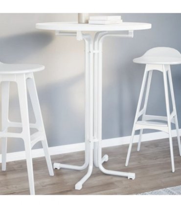 vidaXL Bar Table White Ø80x110 cm Engineered Wood and Steel — Size: 80 x 110 cm