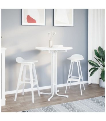 vidaXL Bar Table White Ø80x110 cm Engineered Wood and Steel — Size: 80 x 110 cm