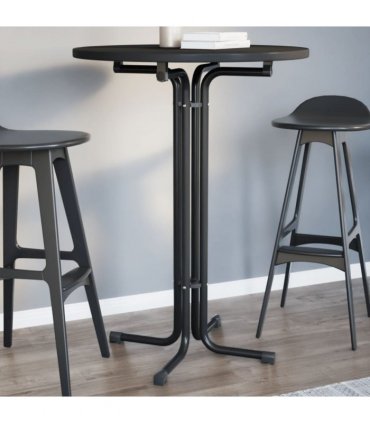 vidaXL Bar Table Black Ø80x110 cm Engineered Wood and Steel — Size: 80 x 110 cm