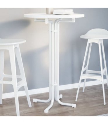 vidaXL Bar Table White Ø70x110 cm Engineered Wood and Steel — Size: 70 x 110 cm