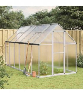 vidaXL Greenhouse with Base Frame Silver 334x169x195 cm Aluminium — Size: 334 x 169 x 195 cm