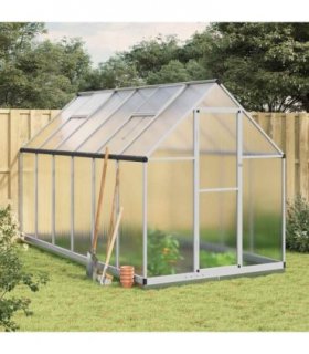 vidaXL Greenhouse with Base Frame Silver 334x169x202 cm Aluminium — Size: 334 x 169 x 202 cm