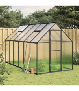 vidaXL Greenhouse with Base Frame Anthracite 334x169x195 cm Aluminium — Size: 334 x 169 x 195 cm