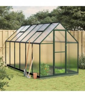 vidaXL Greenhouse with Base Frame Green 334x169x202 cm Aluminium — Size: 334 x 169 x 202 cm