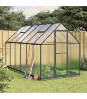 vidaXL Greenhouse with Base Frame Anthracite 334x169x202 cm Aluminium — Size: 334 x 169 x 202 cm