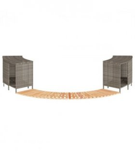 vidaXL Hot Tub Surround Grey Poly Rattan and Solid Wood Acacia — Size: 2x rack + 2x step