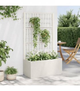 vidaXL Garden Planter with Trellis White 80x36x140 cm PP — Size: 80 x 36 x 140 cm