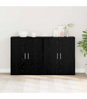 vidaXL Sideboard 2 pcs Black Oak 60 x 31 x 70 cm Engineered Wood