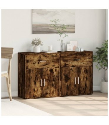 vidaXL Sideboards 2 pcs Smoked Oak 60x31x70 cm Engineered Wood — V0671983060