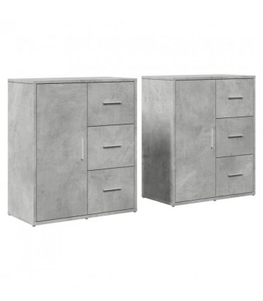 vidaXL Sideboards 2 pcs Concrete Grey 60x31x70 cm Engineered Wood — V0671983062