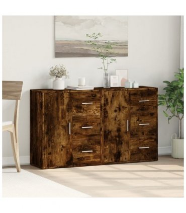 vidaXL Sideboards 2 pcs Smoked Oak 60x31x70 cm Engineered Wood — V0671983063