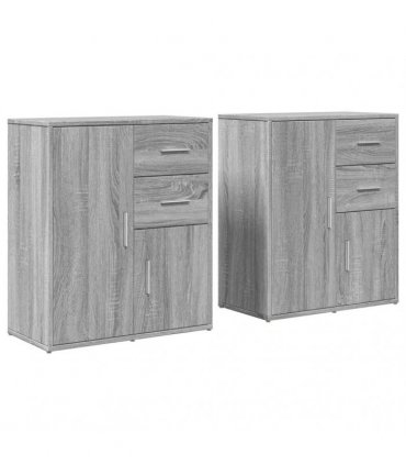 vidaXL Sideboards 2 pcs Grey Sonoma 60x31x70 cm Engineered Wood — V0671983068