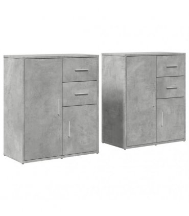 vidaXL Sideboards 2 pcs Concrete Grey 60x31x70 cm Engineered Wood — V0671983069