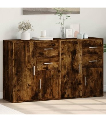 vidaXL Sideboards 2 pcs Smoked Oak 60x31x70 cm Engineered Wood — V0671983072