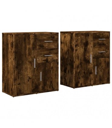 vidaXL Sideboards 2 pcs Smoked Oak 60x31x70 cm Engineered Wood — V0671983072