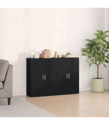 vidaXL Sideboard 2 pcs Black Oak 60 x 31 x 84 cm Engineered Wood