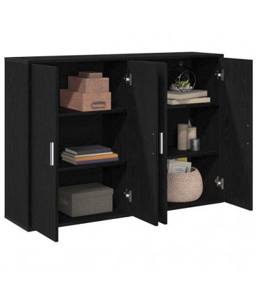 vidaXL Sideboard 2 pcs Black Oak 60 x 31 x 84 cm Engineered Wood