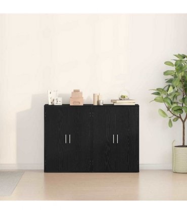 vidaXL Sideboard 2 pcs Black Oak 60 x 31 x 84 cm Engineered Wood