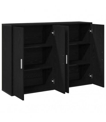 vidaXL Sideboard 2 pcs Black Oak 60 x 31 x 84 cm Engineered Wood