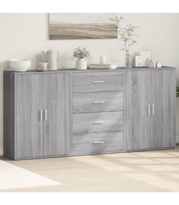 vidaXL Sideboards 3 pcs Grey Sonoma 60x31x84 cm Engineered Wood