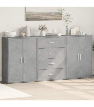 vidaXL Sideboards 3 pcs Concrete Grey 60x31x84 cm Engineered Wood