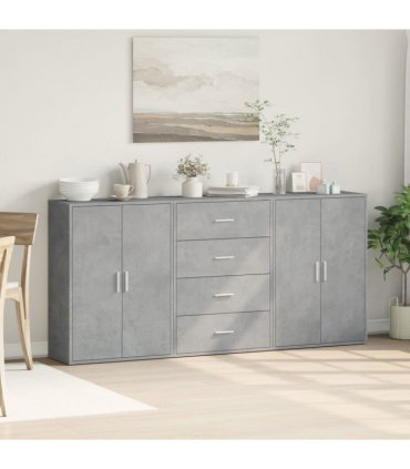 vidaXL Sideboards 3 pcs Concrete Grey 60x31x84 cm Engineered Wood